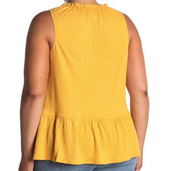 NWT MAX STUDIO Tassel Tie Split Neck Ruffle Sleeveless Tunic - Picture 3 of 9